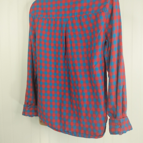 AERIE Checkered Plaid Lightweight Popover Shirt M - Picture 9 of 14